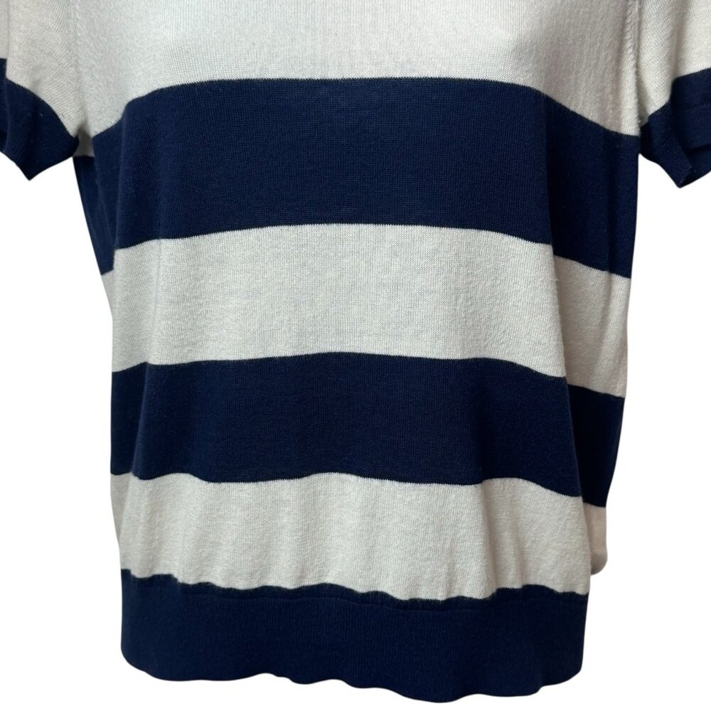 Ralph Lauren Ivory Blue Stripe‎ Short Sleeve Capsule Academia Preppy Soft M - Picture 4 of 10